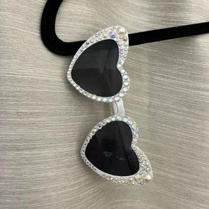 Pearl Rhinestone Bride Sunglasses - Heart Sunglasses - Bridal Party Sunglasses